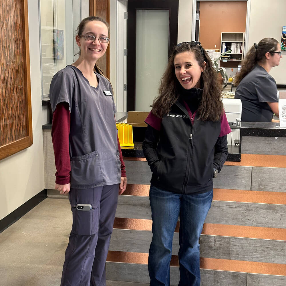 Two Vet Staff Members Smiling